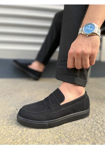 JY180 Estilo x Bağcıksız Süet Erkek Günlük Spor Klasik Ayakkabı Sst - Siyah