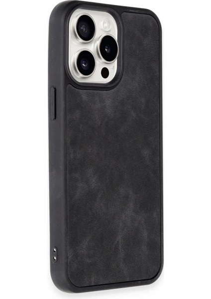 Iphone 14 Pro Max Kılıf Aras Deri Kapak - Siyah Bstmy