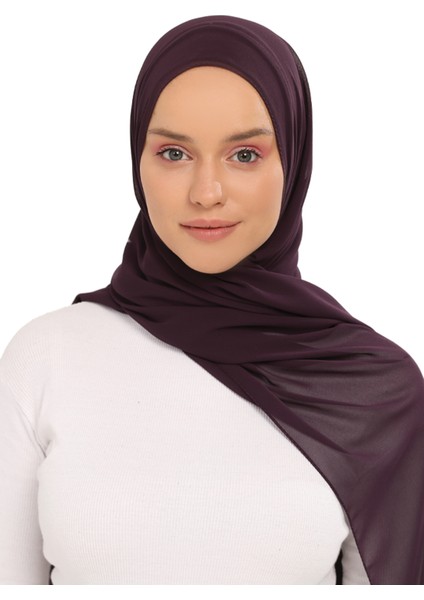 Hazır Lüks Pratik Hijablı Şifon Şal-Mürdüm fırsatları