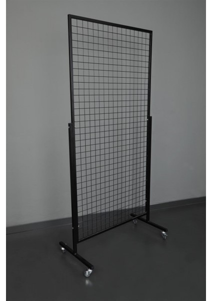 Tekerlekli Sık Telli Tel Raf - Tel Pano Stand, Duvar Askılığı - 60x120 cm