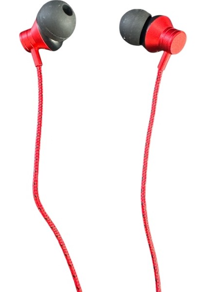 HSR01 Mikrofonlu Kablolu Kulak Içi Kulaklık 3.5mm L Jack Girişli Kırmızı