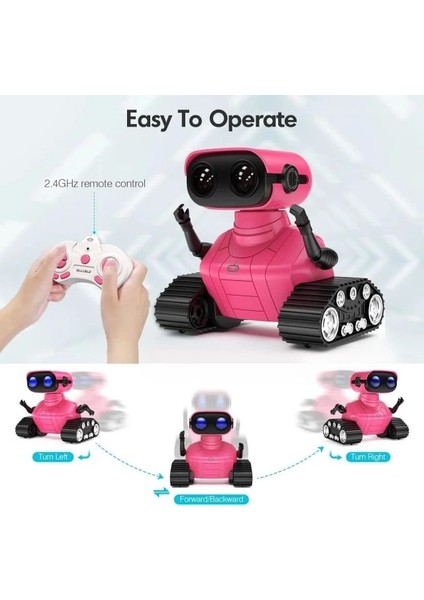 Müzikli ve Led'li Uzaktan Kumandalı Robot Pembe Standard