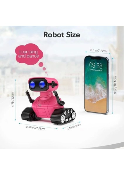 Müzikli ve Led'li Uzaktan Kumandalı Robot Pembe Standard