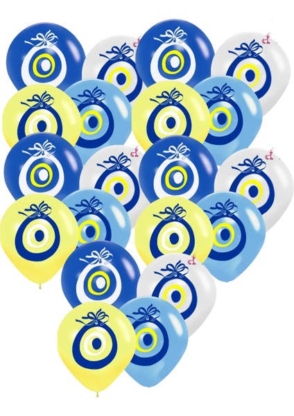 Sünnet Partisi Nazar Boncuklu Baskılı Karışık Balon 20 Adet