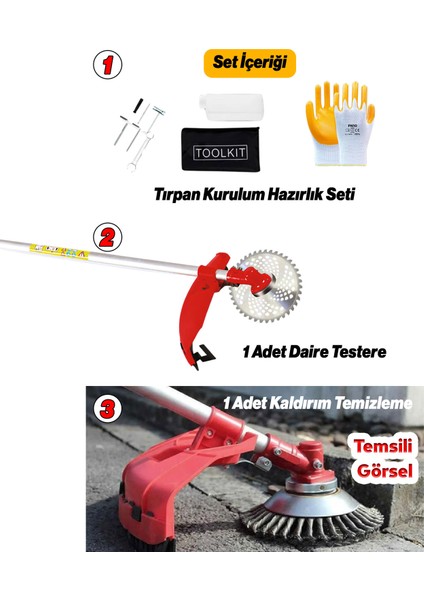 Benzinli Yan Tırpan Motorlu Çim Biçme Makinesi Profesyonel Misinalı Ot Bahçe Tırpanı Seti