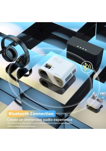 5g Wifi Bluetooth Yerel 1080P Projektör White