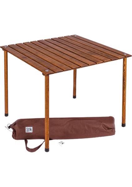Ahşap Katlanır Masa Sandalye Seti Kahverengi - Kiremit Kılıf 70X70X55 Kahverengi Masa modelleri