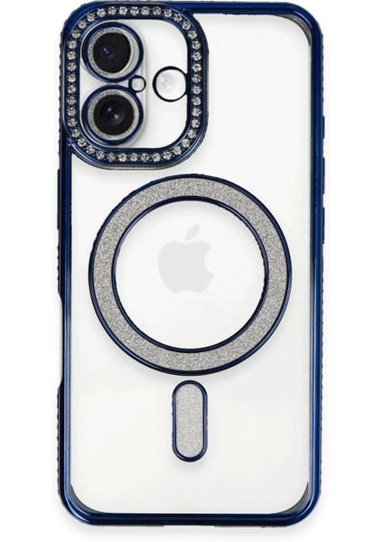 Iphone 16 Kılıf Joke Simli Magneticsafe Kılıf - Lacivert Bstmy