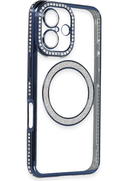 Iphone 16 Kılıf Joke Simli Magneticsafe Kılıf - Lacivert Bstmy