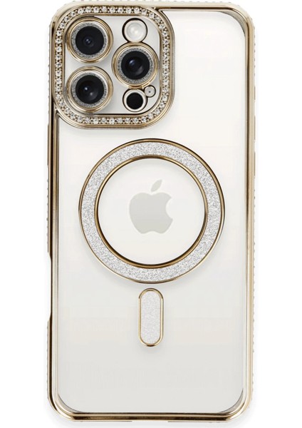 Iphone 16 Pro Max Kılıf Joke Simli Magneticsafe Kılıf - Gold Bstmy