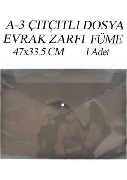 A3 Boy Çıt Çıt Dosya 1 Adet 47X33.5 cm Çıtçıtlı Zarf Dosya Ödev ve Proje Dosyası