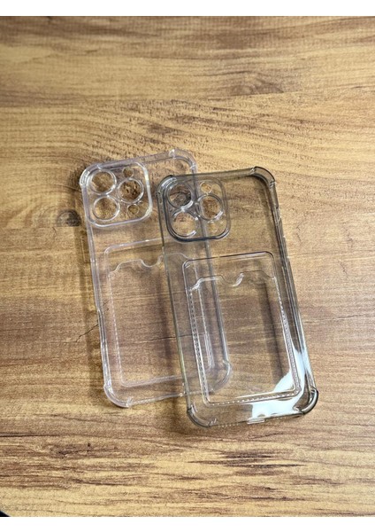 iPhone 14 Pro Max Uyumlu Kartlıklı Cüzdan Şeffaf Telefon Kılıfı