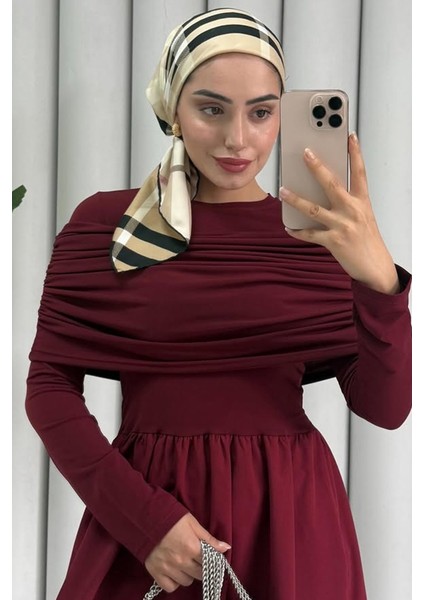 Lerra Drapeli Elbise 1529 - Bordo fiyatları