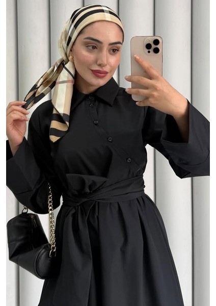 Seliz Yandan Düğmeli Elbise 1528 - Siyah fiyatları