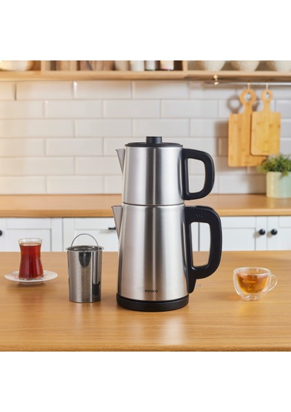 Teabig Xl 2 In 1 Çelik Çay Makinesi Ve Su Isıtıcı Inox