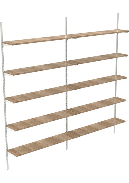 Rafburada® 5 Katlı Duble Kitaplık. Ahşap Duvar Rafı. Dekoratif Raf. MEŞE-25X60