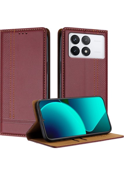 Xiaomi 14T Deri Standlı Telefon Kılıfı Kart Yuvalı (Yurt Dışından)
