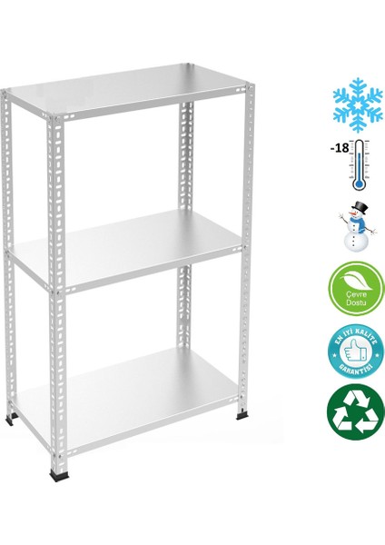 3 Katlı Paslanmaz Krom Raf - Inox Soğuk Oda Rafı, Buzhane Rafı - 31x75 cm-50 cm-0.70 mm