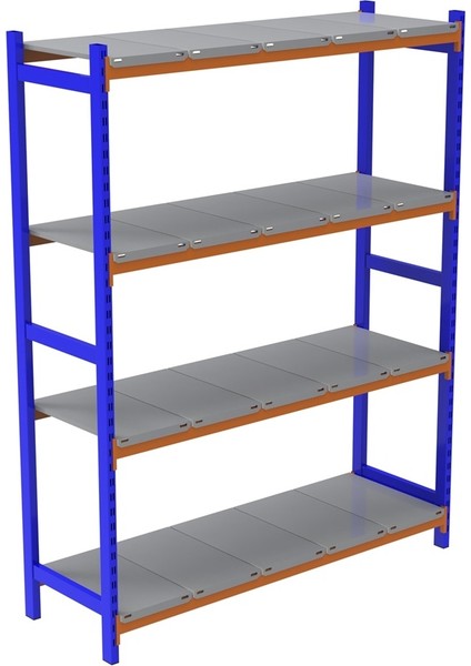 4 Katlı Depo Rafı - 300-350 Kg Taşıma Kapasiteli Hafif Rack Raf - 40x90x200 cm