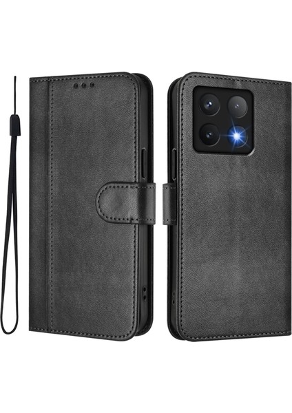 Xiaomi 14T Cüzdan Standı Retro Doku Deri Telefon Kılıfı ve Kordonu (Yurt Dışından)