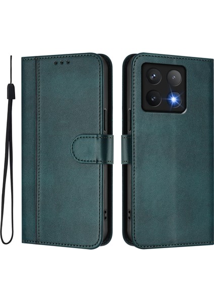 Xiaomi 14T Cüzdan Standı Retro Doku Deri Telefon Kılıfı ve Kordonu (Yurt Dışından)