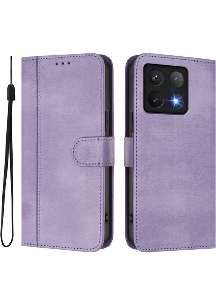 Xiaomi 14T Cüzdan Standı Retro Doku Deri Telefon Kılıfı ve Kordonu (Yurt Dışından)