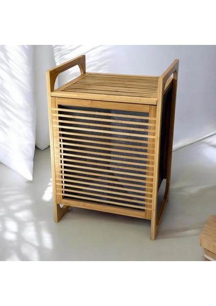 Bambu Kirli Çamaşır Sepeti Banyo Düzenleyici Oyuncak Saklama Organizer Içi Yıkanabilir Bir Kumaş