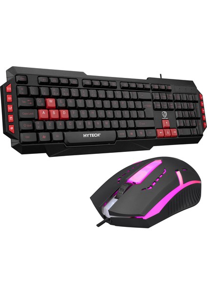 Hyk-46 Gamy Combo Siyah USB Kırmızı Tuşlu Q Gaming Oyuncu Klavye + Mouse Set