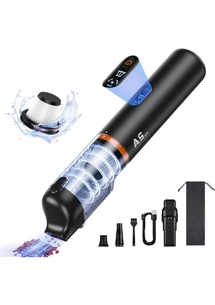 A5 Kablosuz El Süpürgesi – 16000PA Güçlü Emiş, 130W Motor, 30DK Batarya, Type-C Şarjlı Araç Ev Ofis Temizlik Hafif