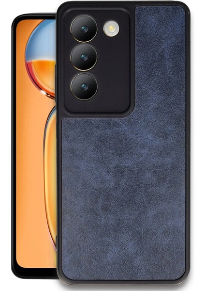 Vivo V30 Lite 4g Kılıf Aras Deri Kapak - Lacivert Bstmy