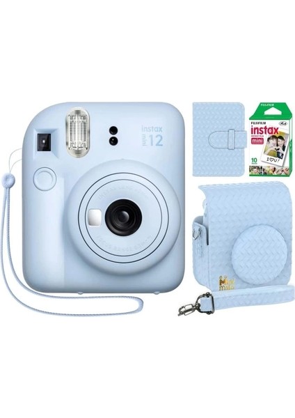 Instax Mini 12 Anlık Fotoğraf Makinesi/minimate Özel Kılıf/10 Sayfa - Mavi Pastel Blue