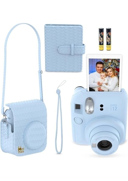 Instax Mini 12 Anlık Fotoğraf Makinesi/minimate Özel Kılıf/10 Sayfa - Mavi Pastel Blue