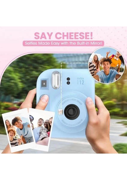 Instax Mini 12 Anlık Fotoğraf Makinesi/minimate Özel Kılıf/10 Sayfa - Mavi Pastel Blue