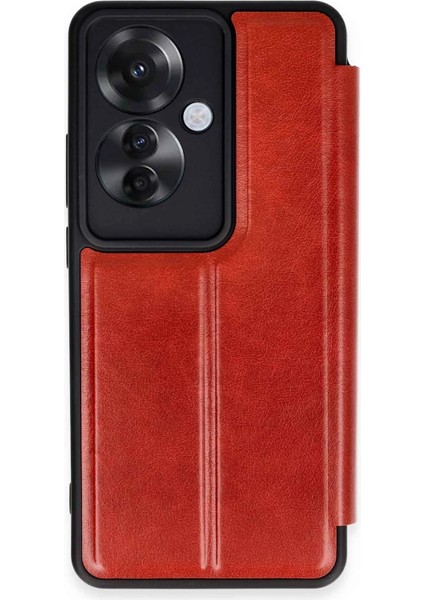 Reno 11F Kılıf Flip Cover - Kırmızı Bstmy