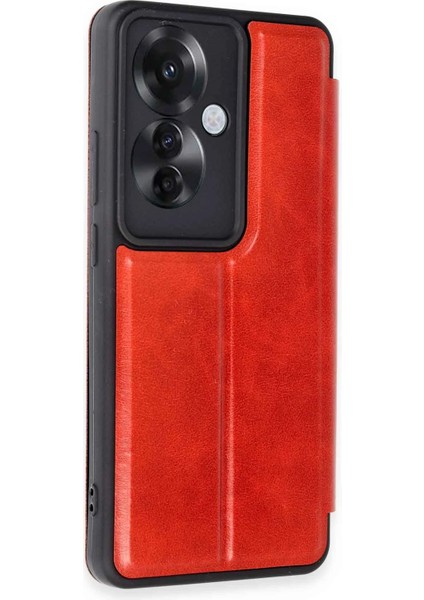 Reno 11F Kılıf Flip Cover - Kırmızı Bstmy