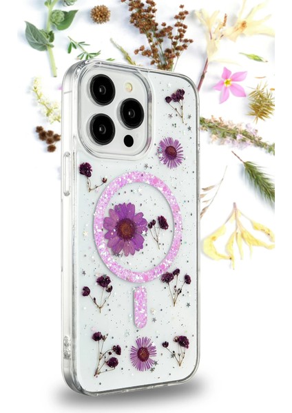 Iphone 16 Pro Max Kılıf Daisy Simli Magsafe Kapak - Mavi Bstmy