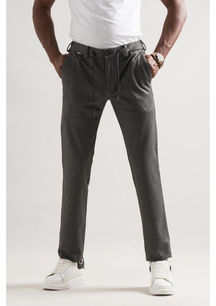 Likralı Beli Lastikli Iplikli Kışlık Kumaş Erkek Jogger Pantolon