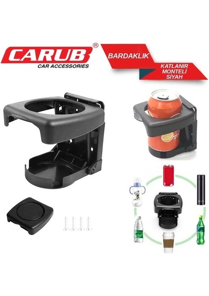 Carub Bardaklık Katlanır Otomatik Monteli Siyah fiyatları
