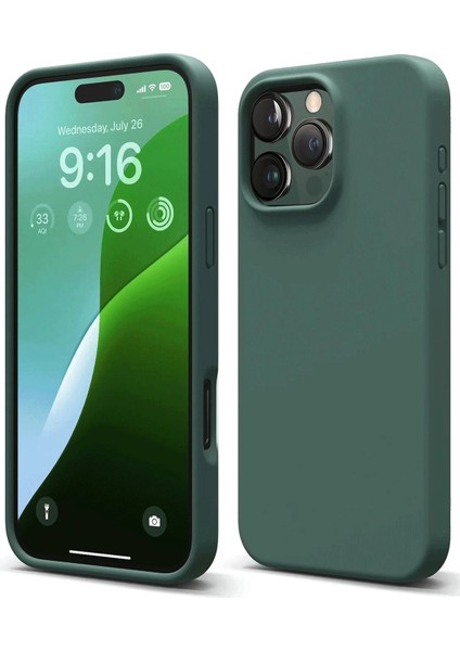 Iphone 16 Pro Max Kılıf Nano Içi Kadife Silikon - Koyu Yeşil Bstmy