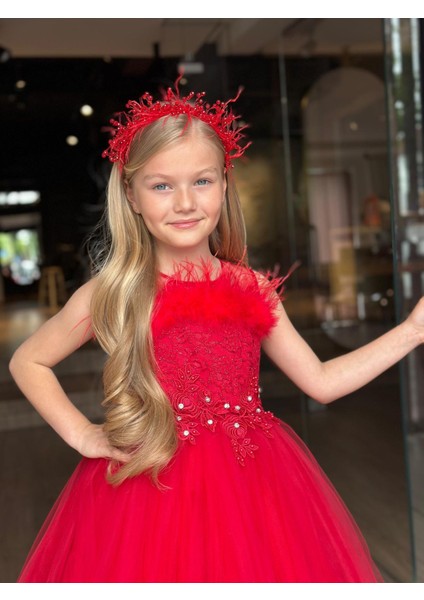 Tüylü Incili Abiye Taçlı 2'li Set Takım fırsatları