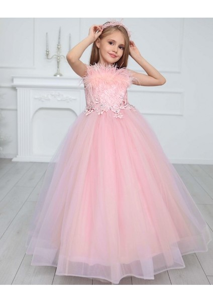 Tüylü Incili Abiye Taçlı 2'li Set Takım