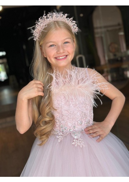 Tüylü Incili Abiye Taçlı 2'li Set Takım indirimleri