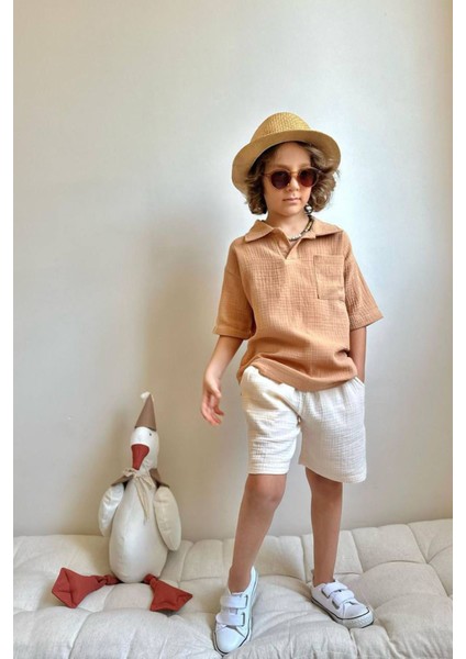 Müslin Cepli Erkek Çocuk Rahat takım - Kahve fiyatları