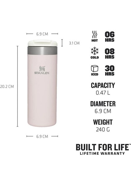 The Aerolight Transit Mug 0.47 Lt / 16Oz Rose Quartz Metallic