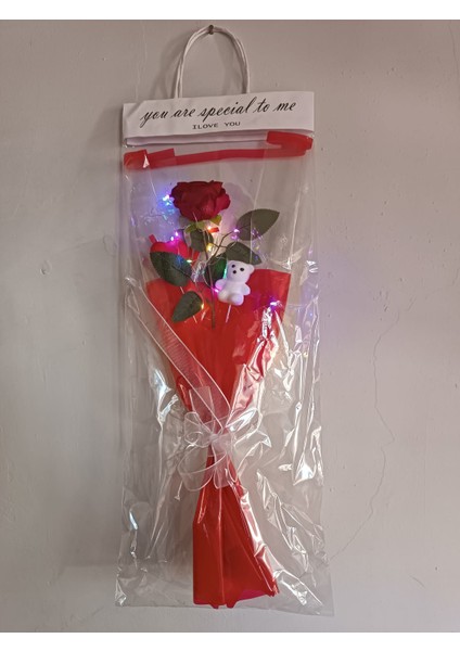Alsana Solmayan LED Işıklı Tek Gül Buketi