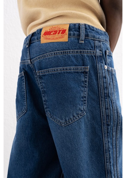 Bağcıklı Regular Fıt Mavi Jean indirimleri