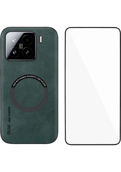Xiaomi 15 Manyetik Pu + Tpu Telefon Kılıfı Temperli Cam Filmi Için (Yurt Dışından)