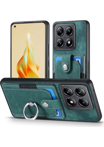 Xiaomi 14T Telefon Kılıfı Deri Arka Kapak Kart Yuvaları Destek Ayağı (Yurt Dışından)