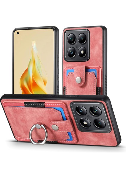 Xiaomi 14T Telefon Kılıfı Deri Arka Kapak Kart Yuvaları Destek Ayağı (Yurt Dışından)
