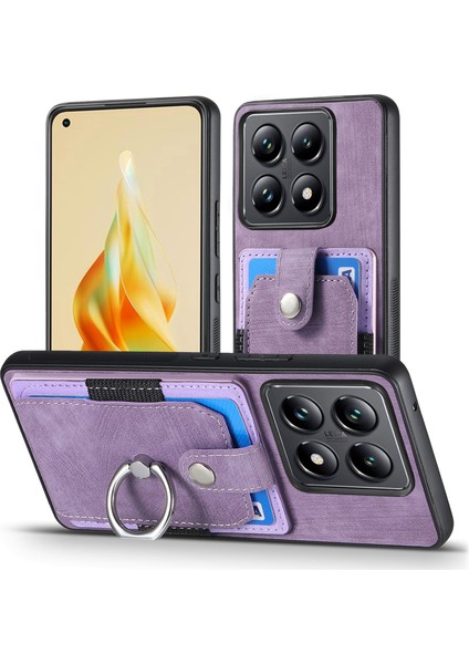 Xiaomi 14T Telefon Kılıfı Deri Arka Kapak Kart Yuvaları Destek Ayağı (Yurt Dışından)